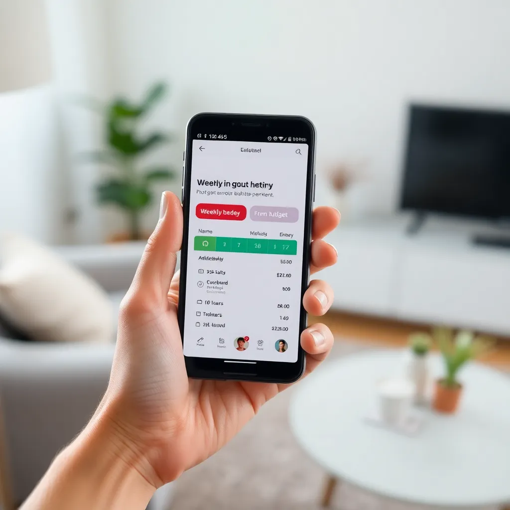 Tablet met budgetteringsapp en koffie op tafel